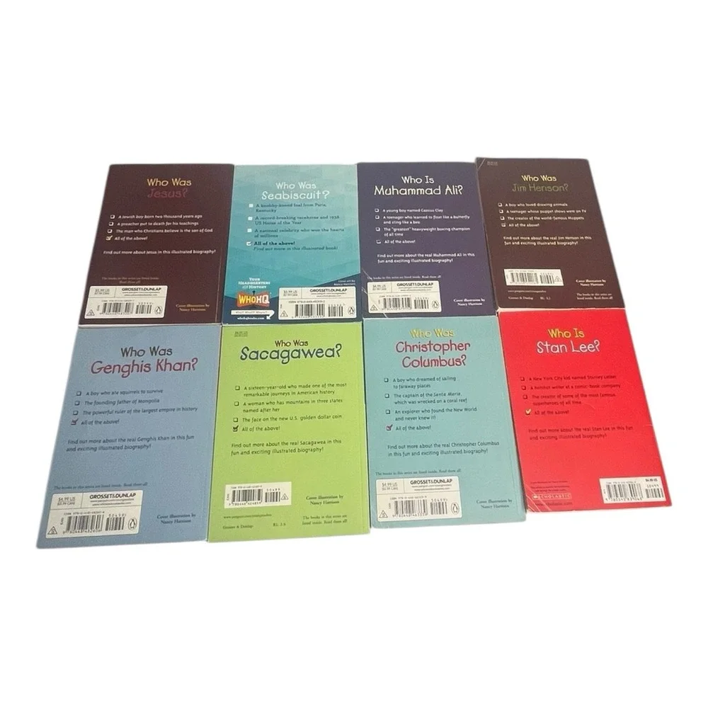 Who Was Is Jesus Sacagawea Columbus Seabiscuit History Kids Books Bundle Set 8